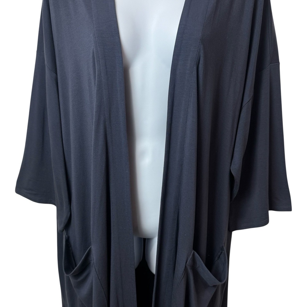 Eileen Fisher Slate Blue Open Front Duster Cardigan Capsule Chic Old Money 1X - Picture 4 of 13